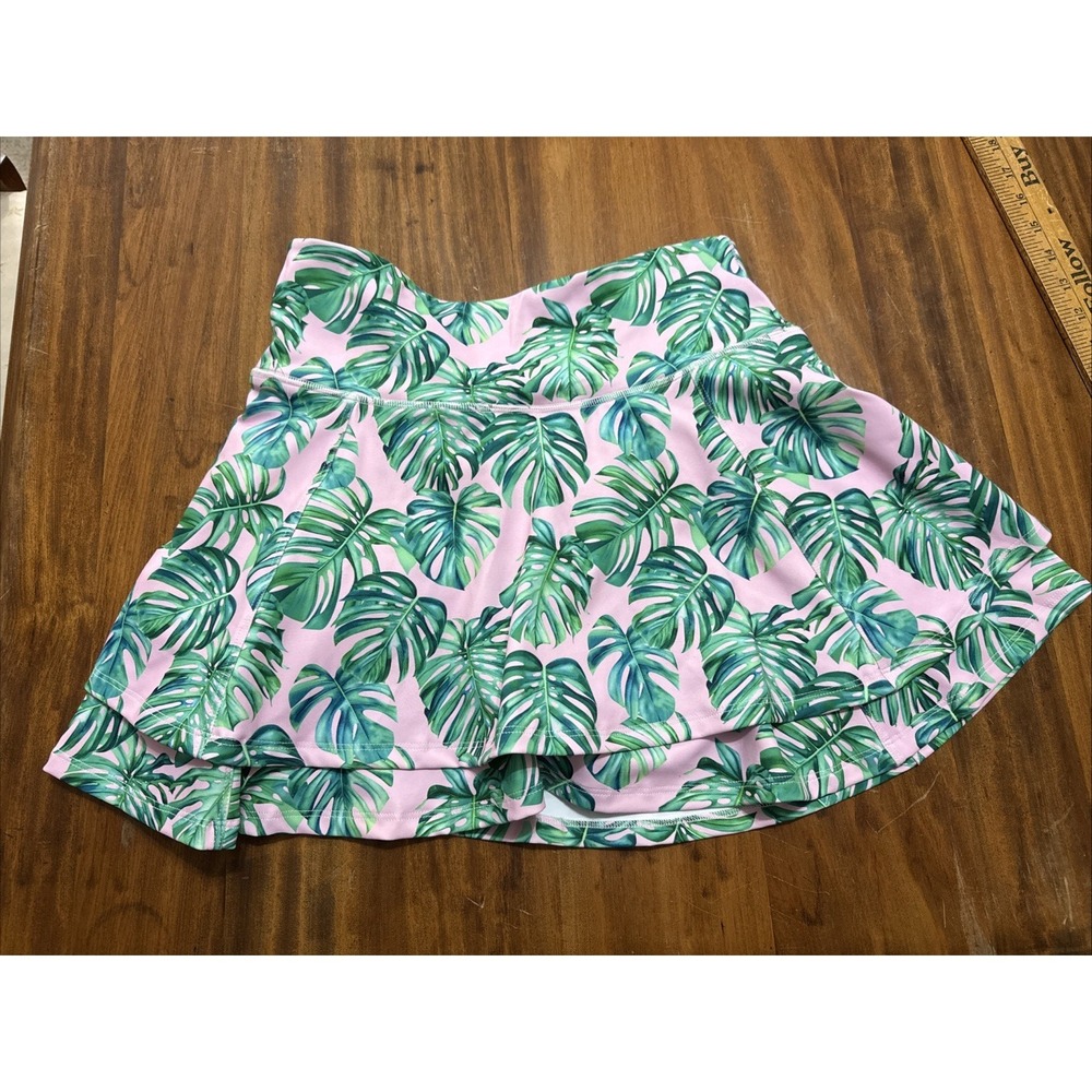 Women's Sugar Bee Clothing Tennis Skirt Skort Pink Palm Print Skort, M - Picture 4 of 6
